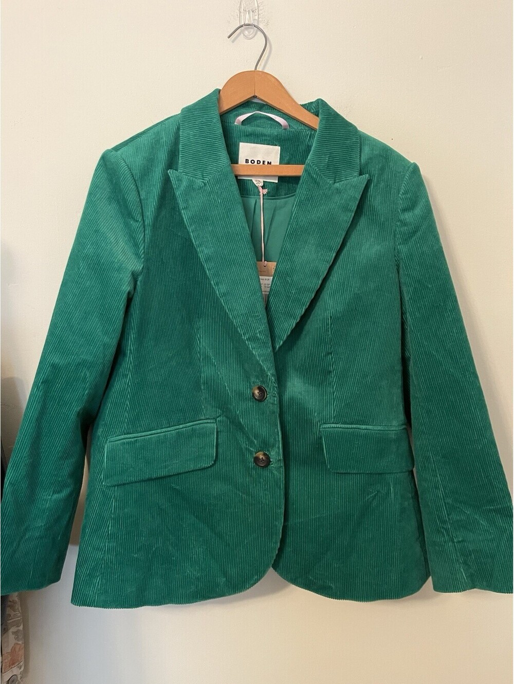 Boden Marylebone Cord Corduroy Blazer Green US 12p Petite NWT Academia Jacket